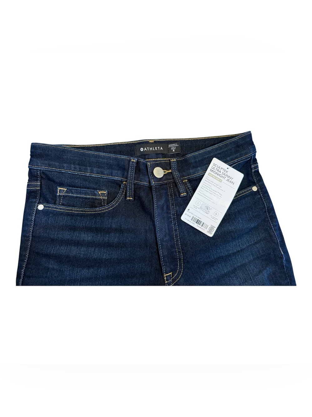 NWT Athleta Sculptek Ultra Skinny Jeans Size 4 Midnight Wash Stretch Denim - Picture 5 of 12